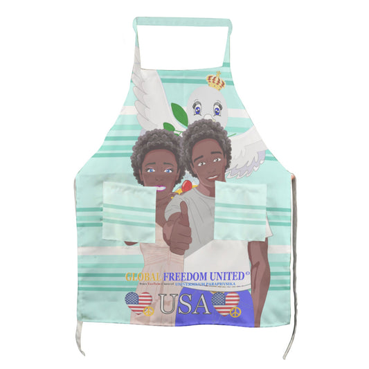 Apron GLOBAL FREEDOM UNITED© Couple USA Afro American Light Green