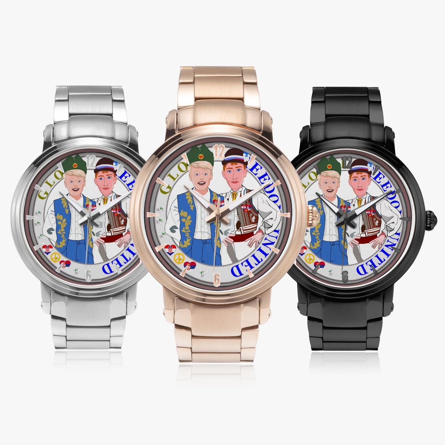 GLOBAL FREEDOM UNITED© New Steel Strap Automatic Watch (With Indicators) Men Croatia & Serbia