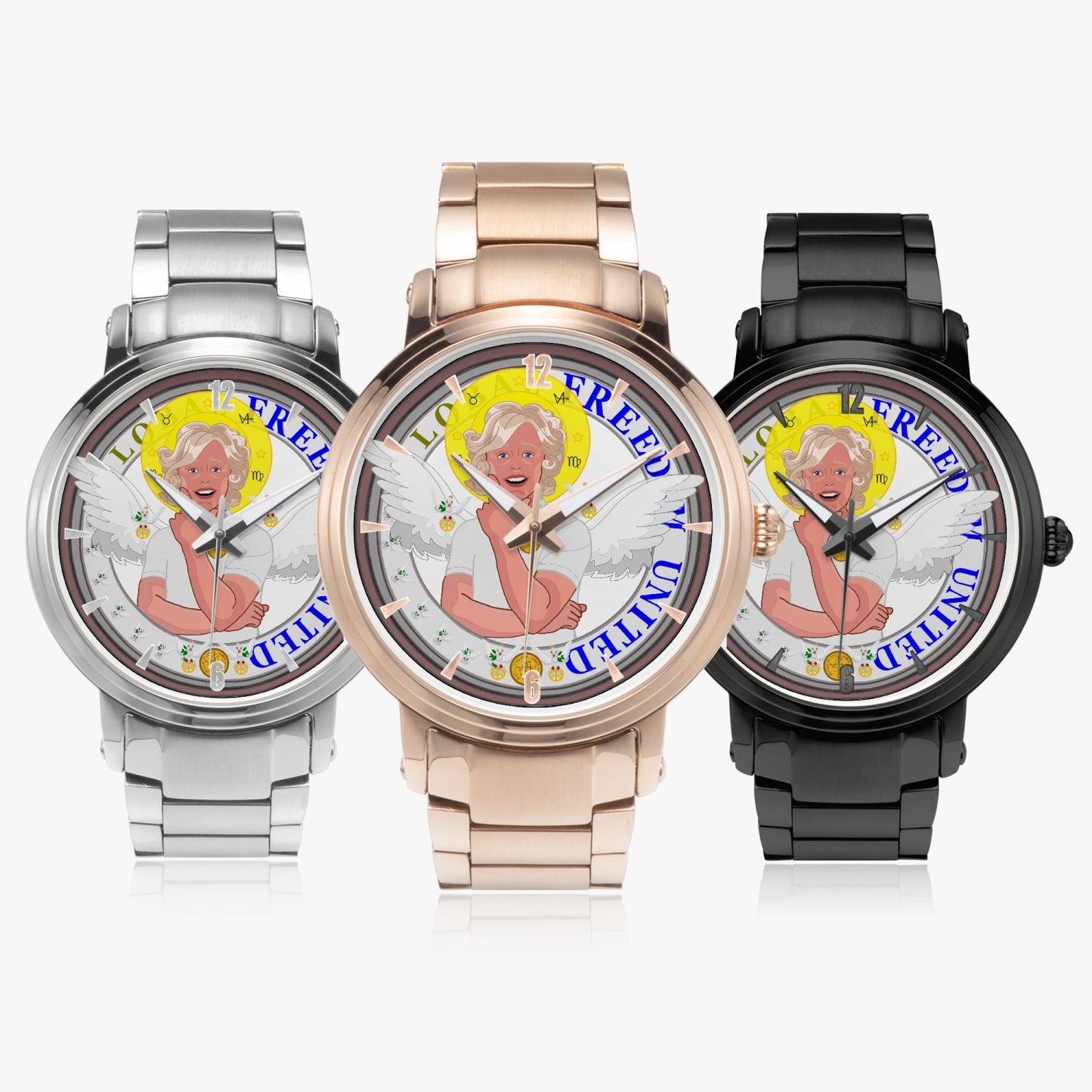 New Steel Strap Automatic Watch (With Indicators) GLOBAL FREEDOM UNITED© ARCHANGEL GABRIEL