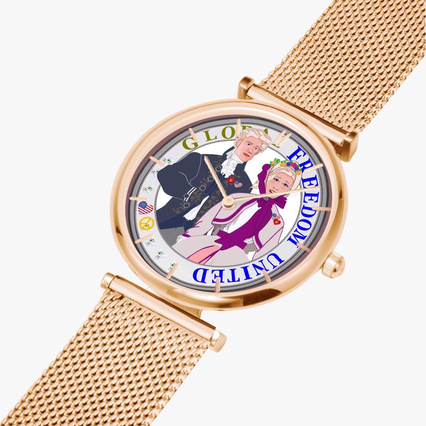GLOBAL FREEDOM UNITED© Couple USA Georg Washington -  New Stylish Ultra-Thin Quartz Watch (With Indicators)