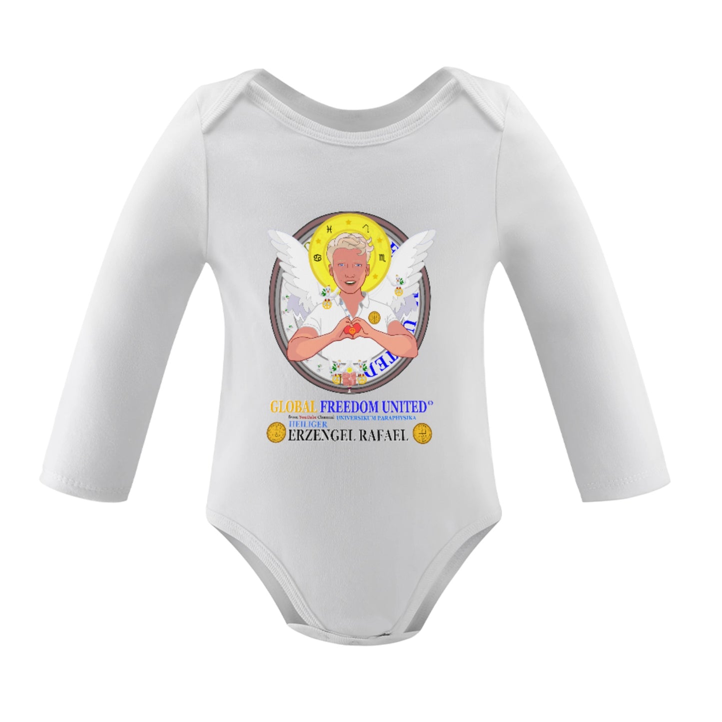 Baby Long-sleeve Bodysuit GLOBAL FREEDOM UNITED© Archangel Rafael Deutsch