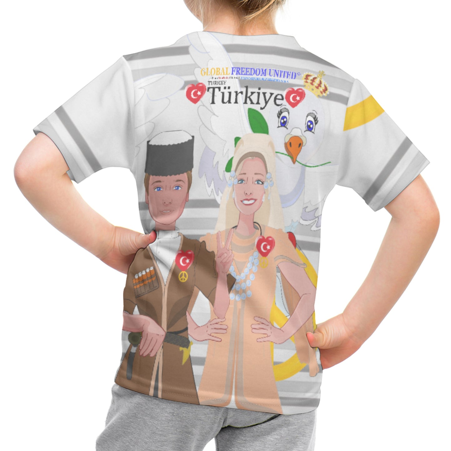 Kid´s T-shirt GLOBAL FREEDOM UNITED© Couple Turkey Grey