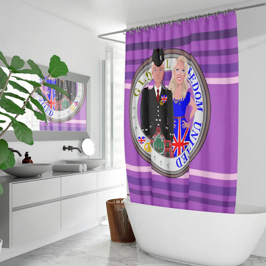 GLOBAL FREEDOM UNITED© Couple England Lilac - Quick-drying Shower Curtain