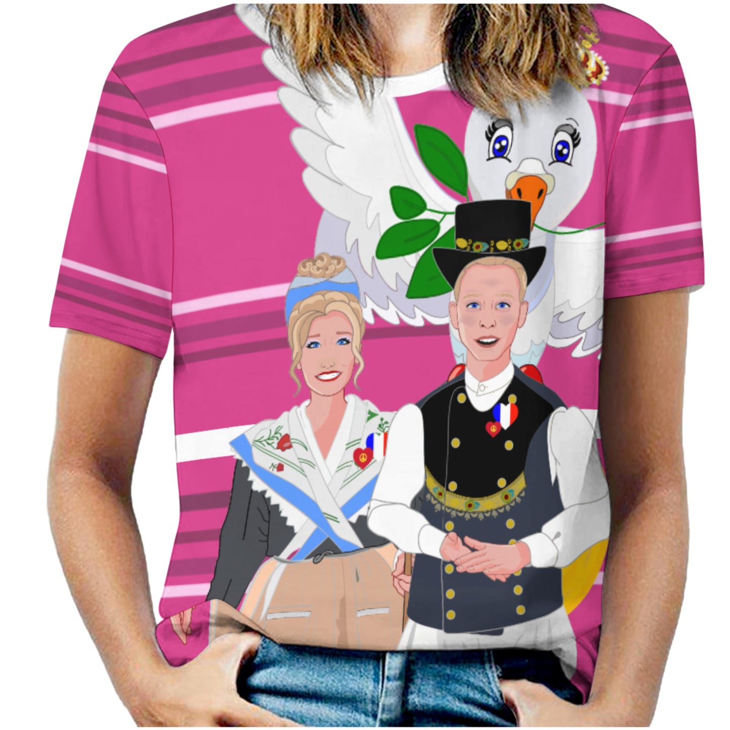 Women´s T-shirt GLOBAL FREEDOM UNITED© Couple French Pink2