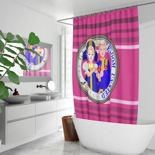 GLOBAL FREEDOM UNITED© Couple Russia Pink2 - Quick-drying Shower Curtain