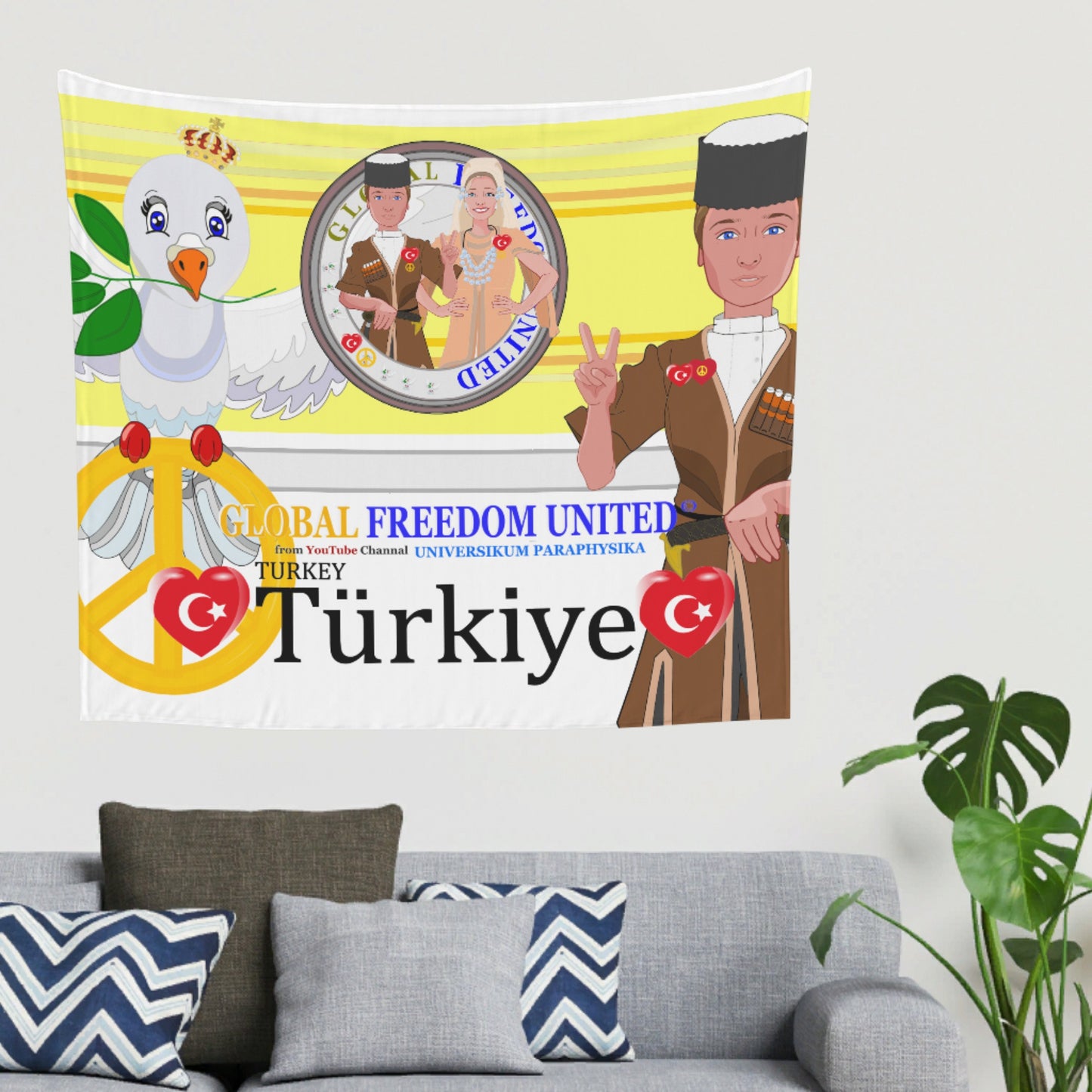 Tapestry GLOBAL FREEDOM UNITED© Couple Turkey Yellow