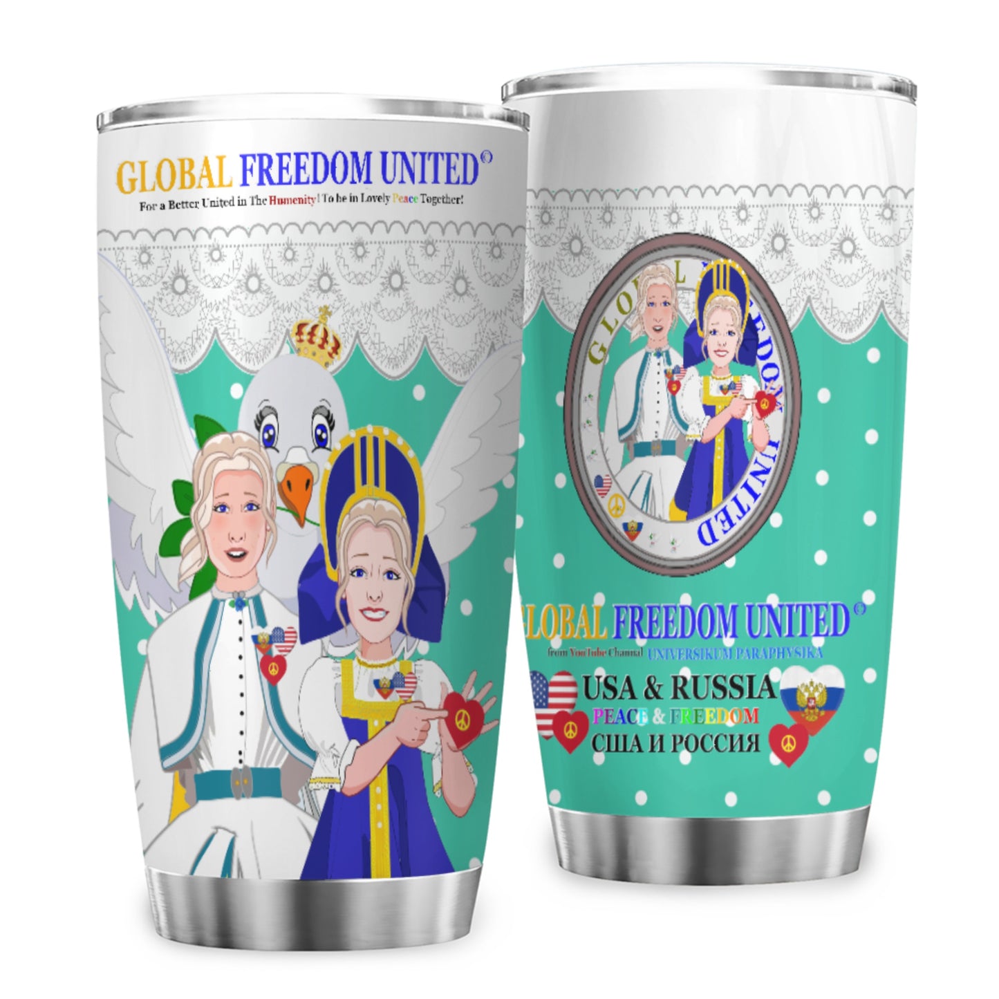 Tumbler GLOBAL FREEDOM UNITED© Women Russia & USA Green