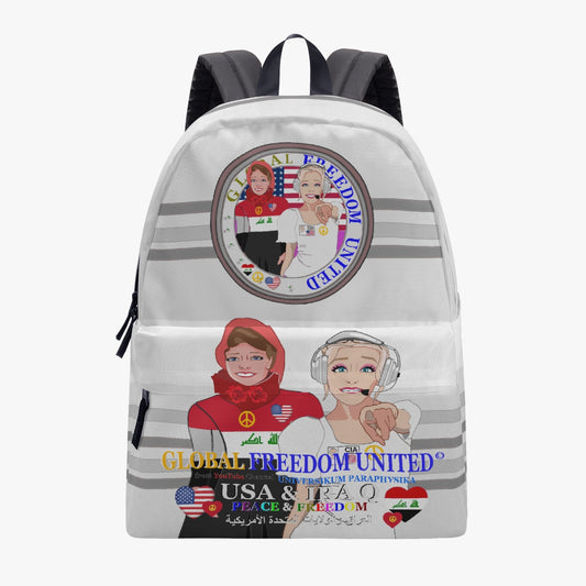 GLOBAL FREEDOM UNITED WOMEN IRAQ & USA OLD PEACE GREY All-over-print Canvas Backpack