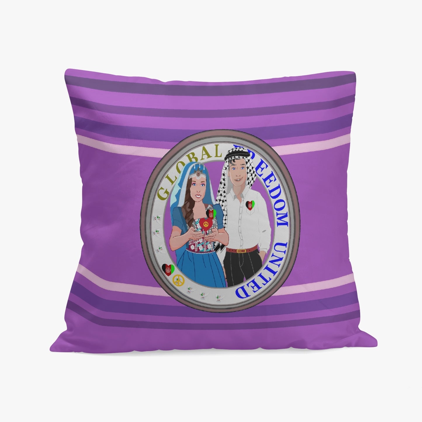 GLOBAL FREEDOM UNITED© Couple Afghanistan 18'' Square Pillow Cover