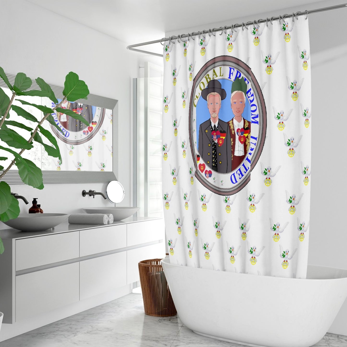 GLOBAL FREEDOM UNITED© Men Serbia & Germany WIGHT V1 Quick-drying Shower Curtain171. Quick-drying Shower Curtain