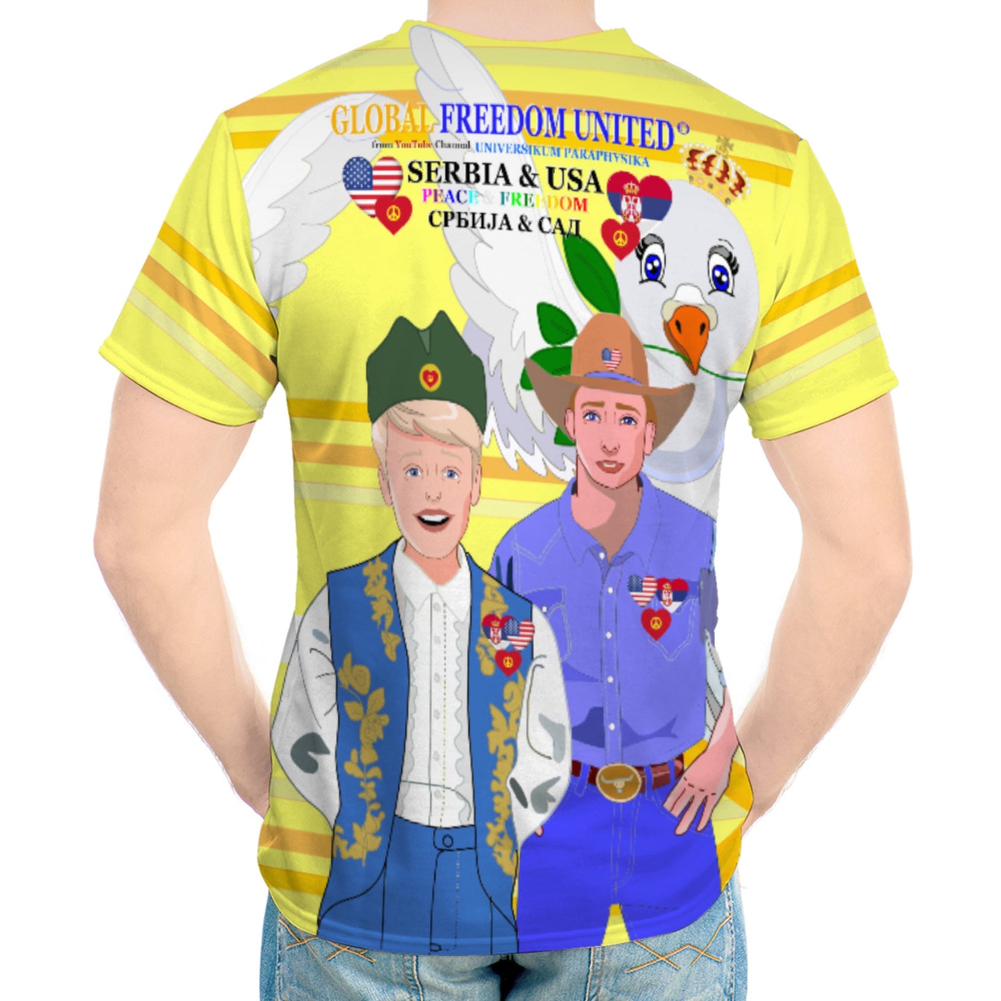Men´s T-shirt 3 GLOBAL FREEDOM UNITED© Men Serbia & USA Yellow