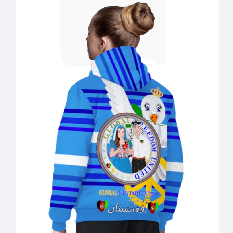 Plush Hoodie GLOBAL FREEDOM UNITED© Couple Afghanistan Deep Blue