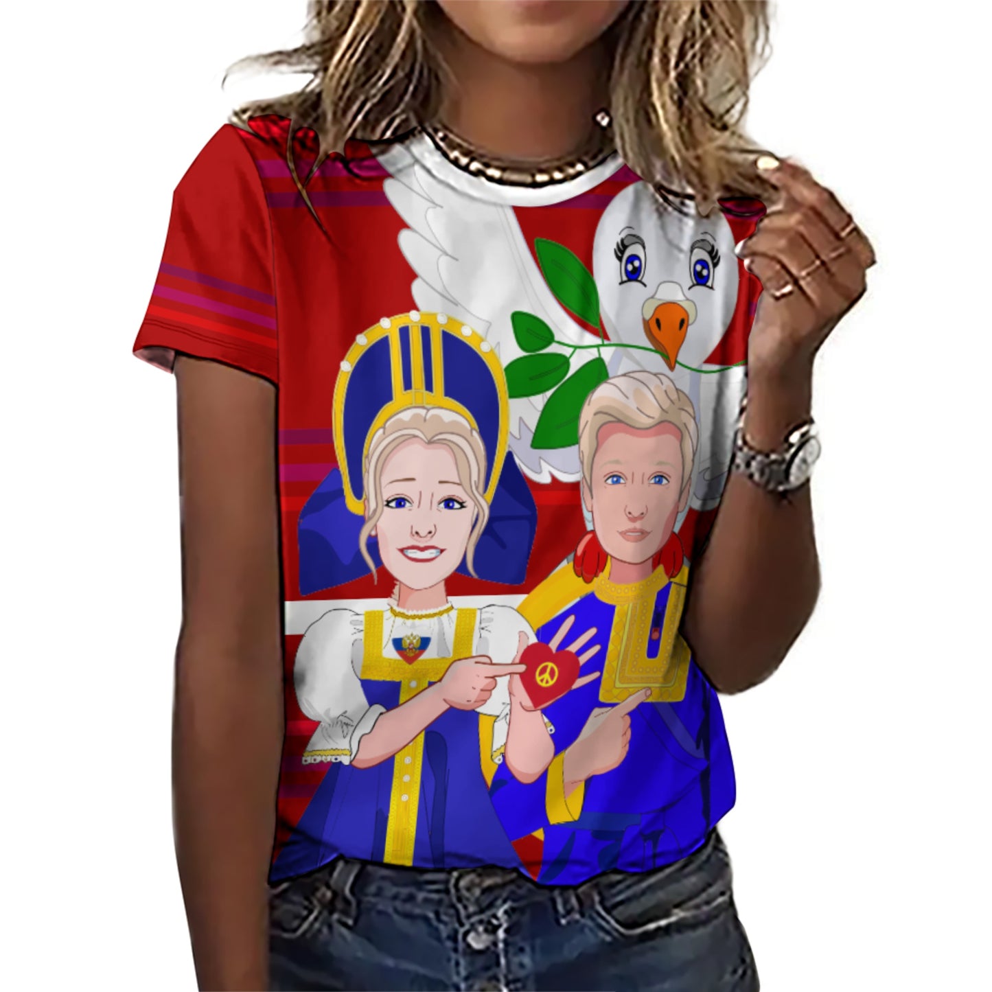 Women´s T-shirt GLOBAL FREEDOM UNITED© Couple Russia Red