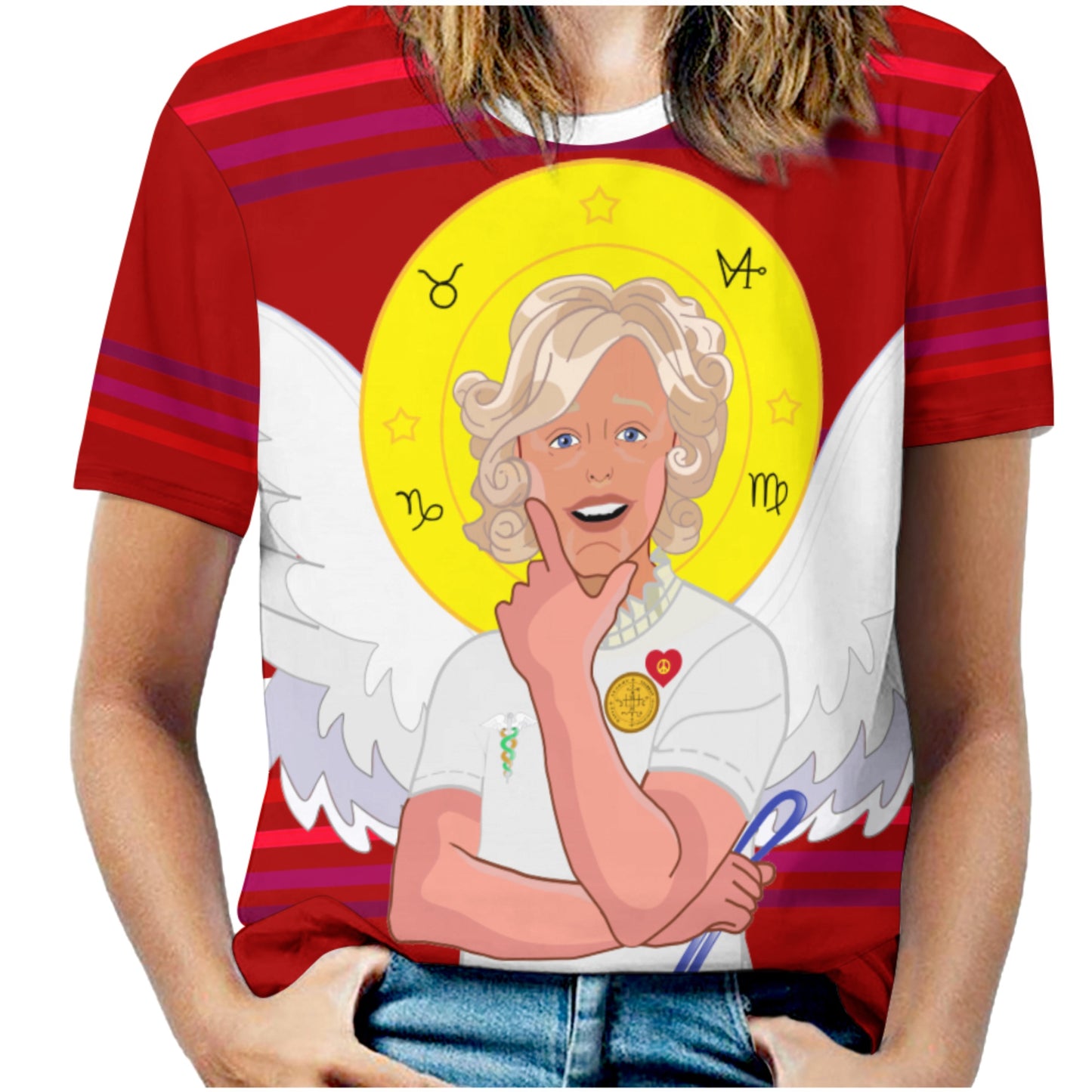 Women´s T-shirt 2 GLOBAL FREEDOM UNITED© Archangel Gabriel Arabic Red