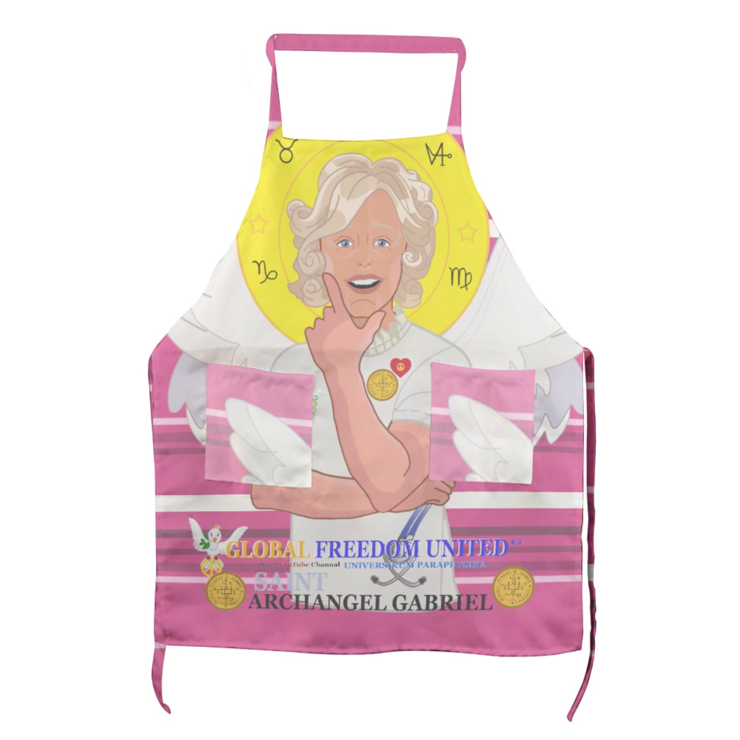 Apron GLOBAL FREEDOM UNITED© Archangel Gabriel English Pink2
