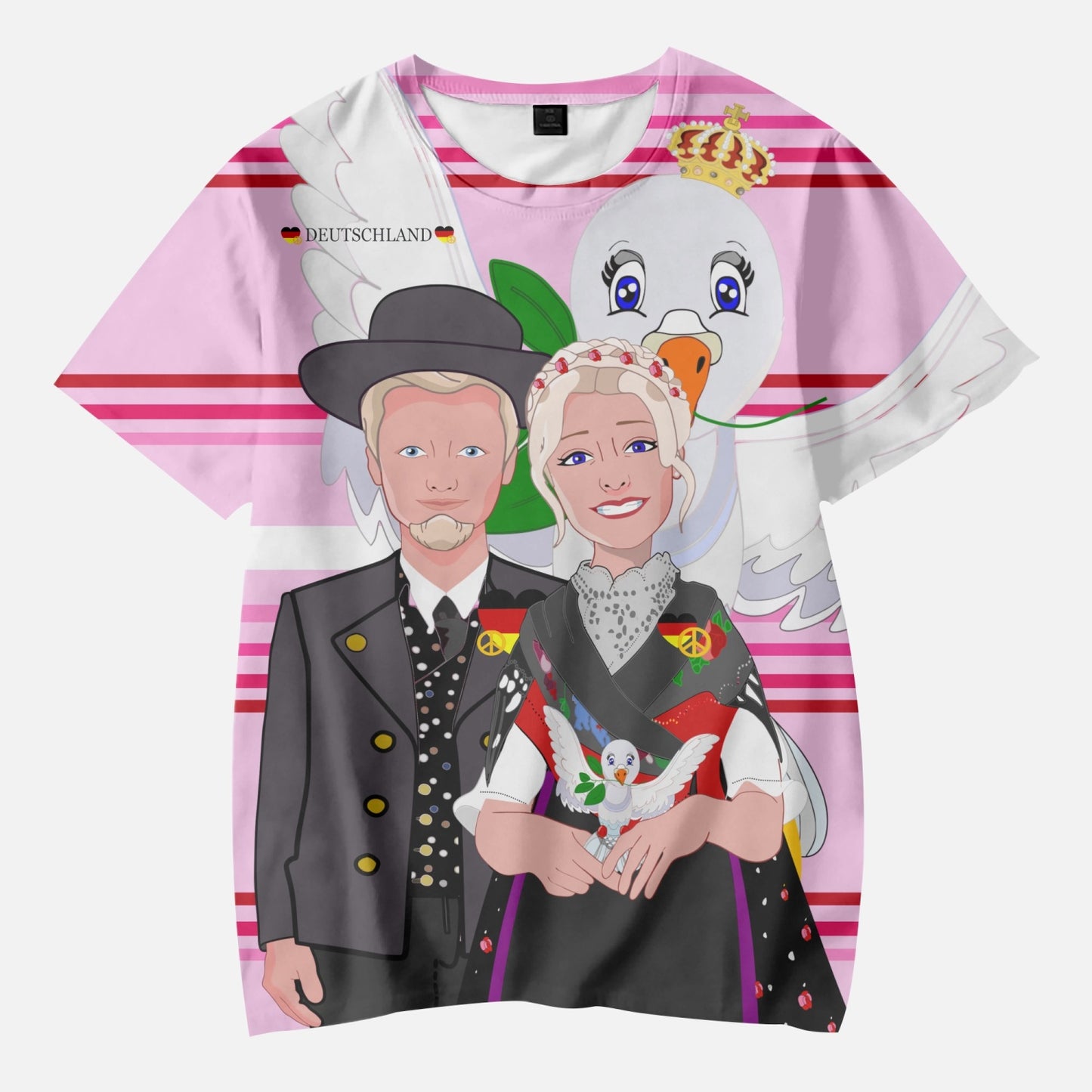 AOP Kids' Short T-Shirts GLOBAL FREEDOM UNITED COUPLE EDITION GERMANY V1 PINK2