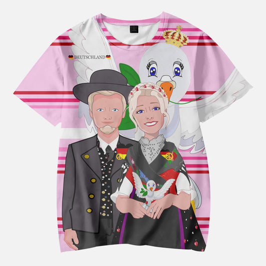 AOP Kids' Short T-Shirts GLOBAL FREEDOM UNITED COUPLE EDITION GERMANY V1 PINK2