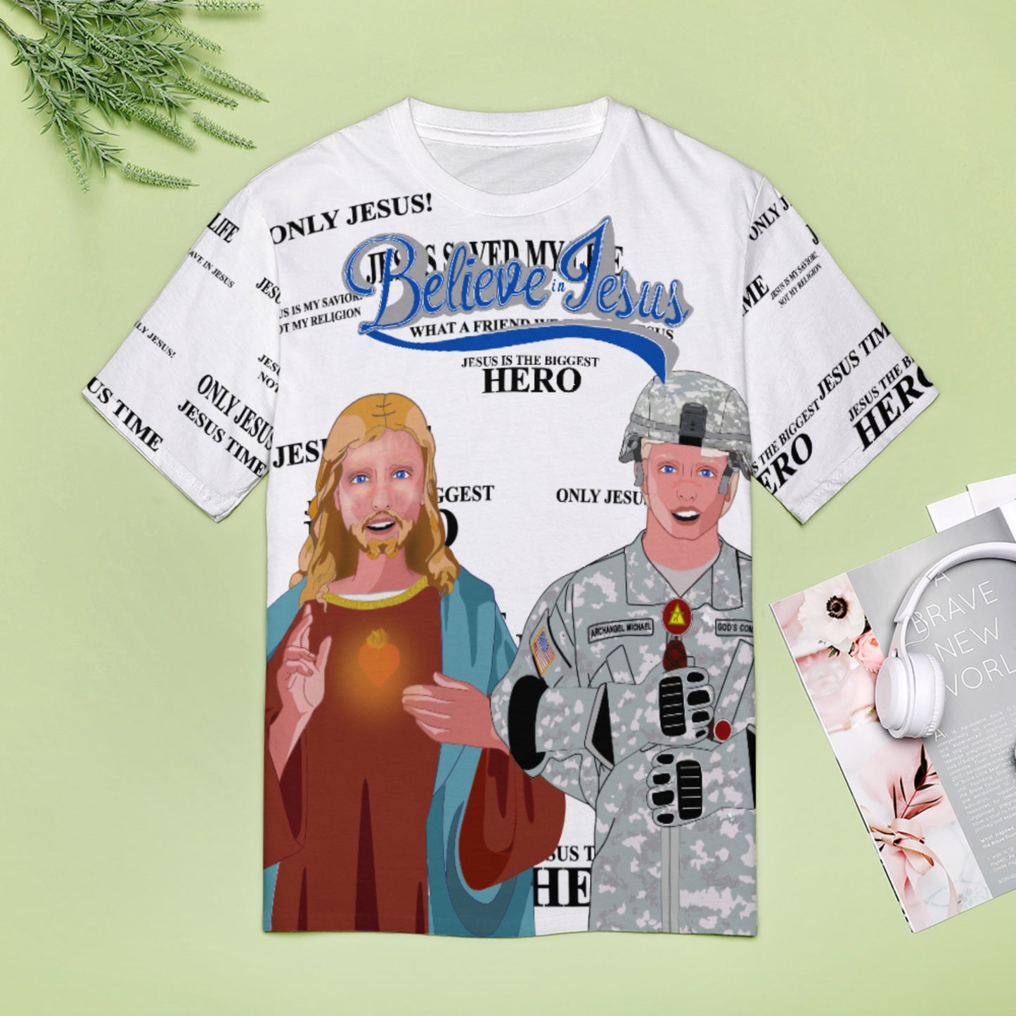 Women´s T-shirt Wight GLOBAL FREEDOM UNITED© Jesus Is A Hero Veteran For US American Soldiers