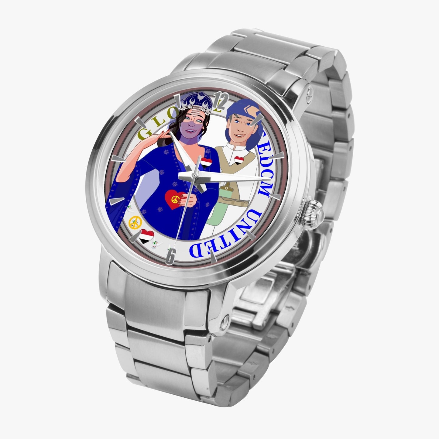 GLOBAL FREEDOM UNITED© Couple Yemen New Steel Strap Automatic Watch (With Indicators)