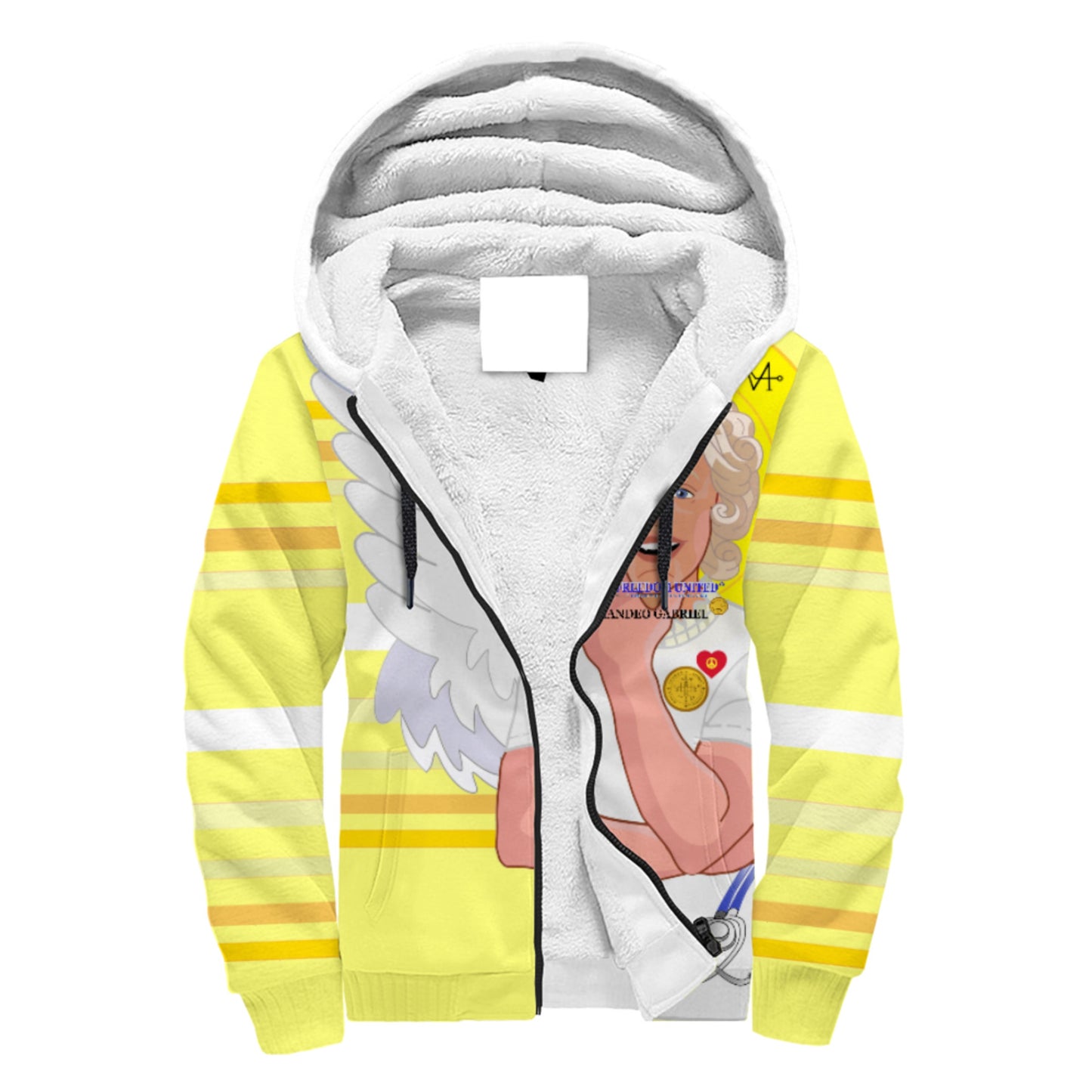 Plush Hoodie GLOBAL FREEDOM UNITED© Archangel Gabriel Croatia Yellow