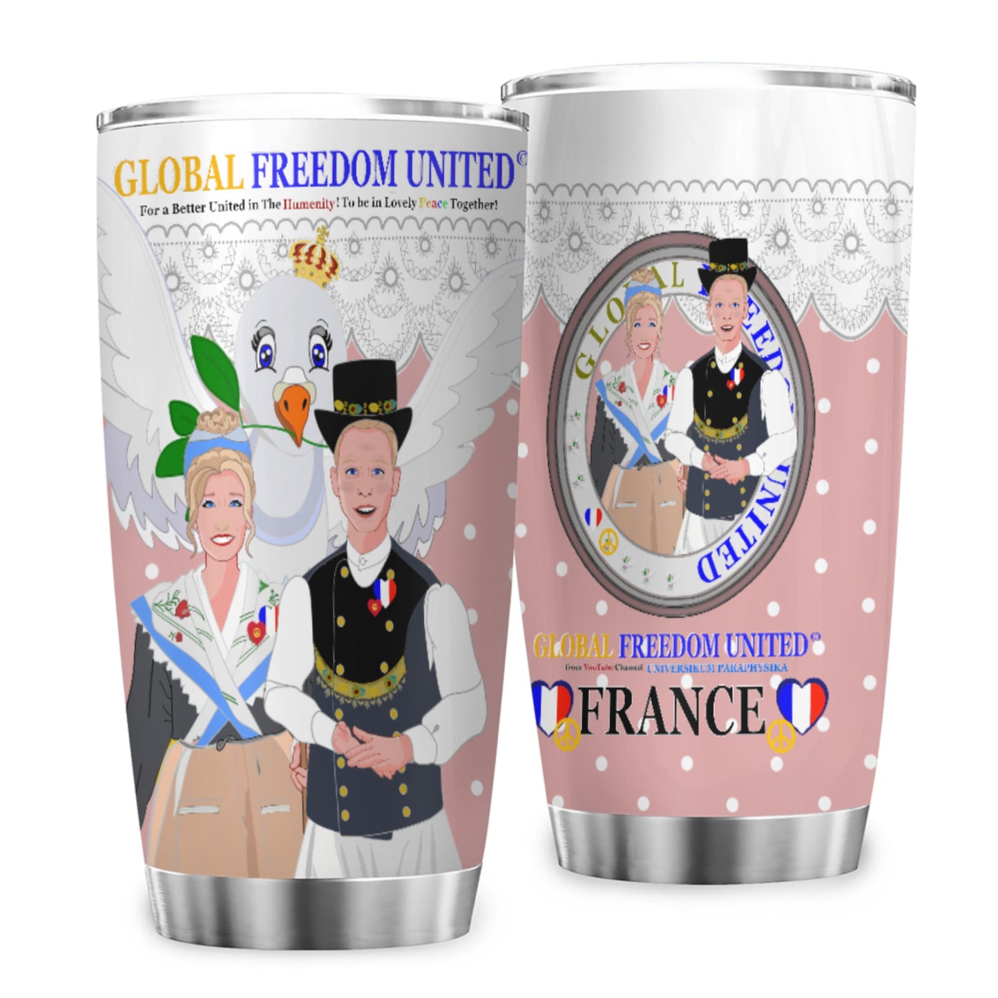 Tumbler GLOBAL FREEDOM UNITED© Couple French Pink1