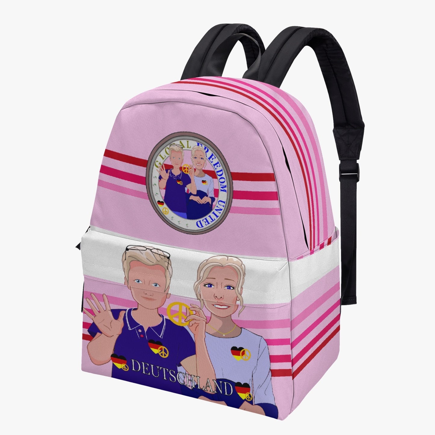 All-over-print Canvas Backpack GLOBAL FREEDOM UNITED COUPLE EDITION GERMANY V2 PINK2