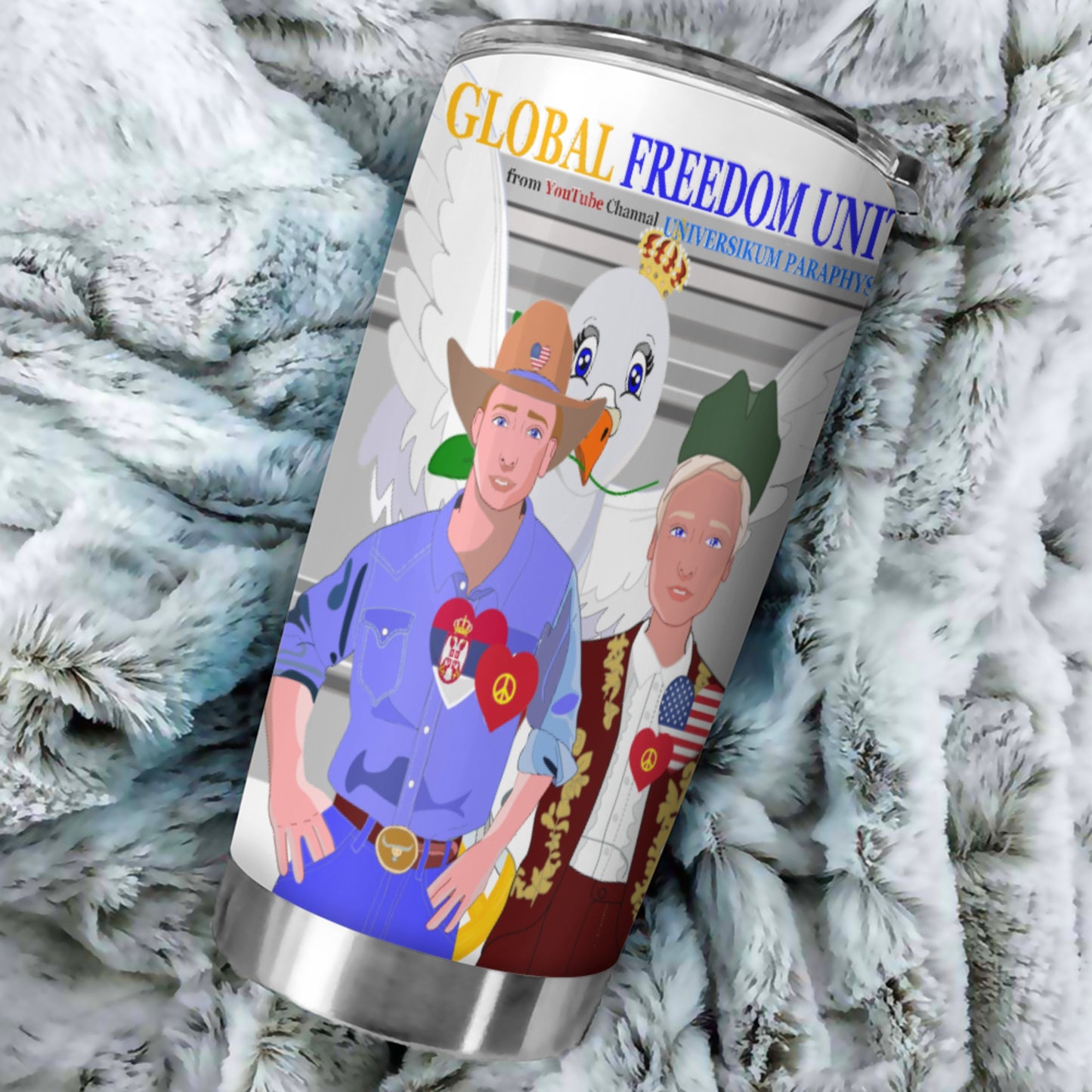 Tumbler GLOBAL FREEDOM UNITED© Men Serbia & USA Grey