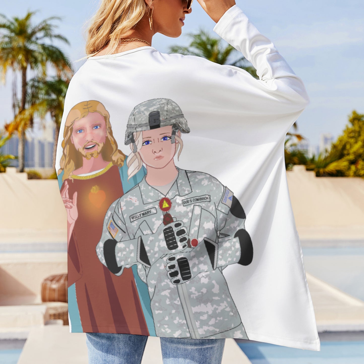 Pullover Long Sleeve T-shirt  GLOBAL FREEDOM UNITED© Jesus Christ For Fallen Veteran US American Soldiers V1