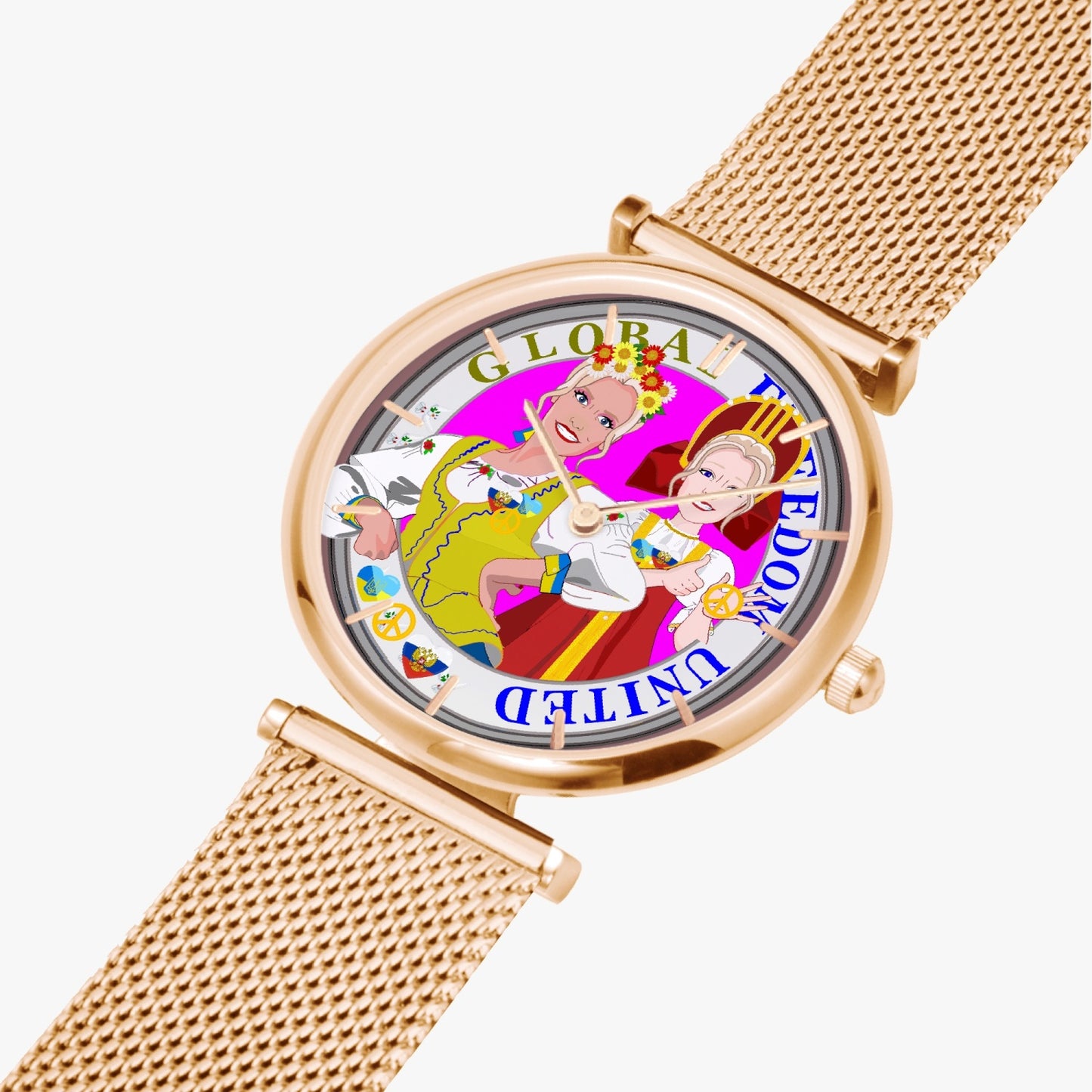 GLOBAL FREEDOM UNITED© New Stylish Ultra-Thin Quartz Watch (With Indicators) Women Russia & Ukraina