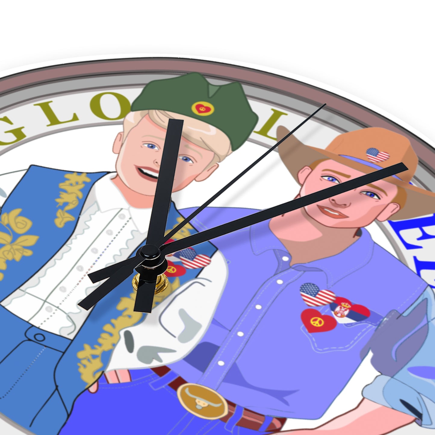 Wooden Wall Clock Without Scale GLOBAL FREEDOM UNITED© Men Serbia & USA