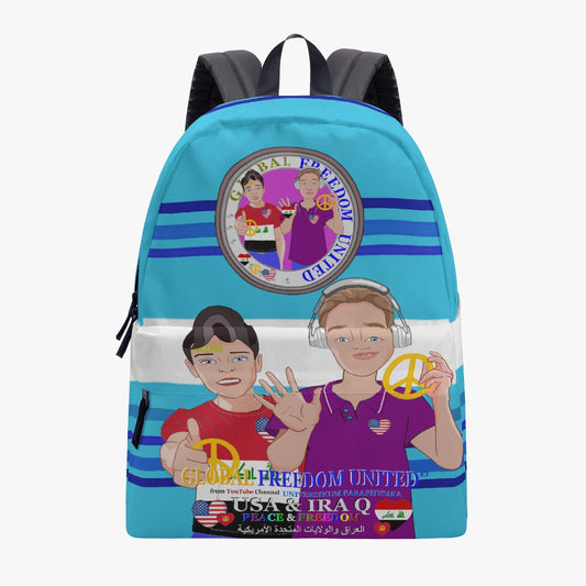 GLOBAL FREEDOM UNITED MEN IRAQ & USA OLD PEACE BLUE All-over-print Canvas Backpack