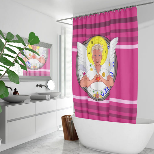 Quick-drying Shower Curtain GLOBAL FREEDOM UNITED© Archangel Rafael Pink2