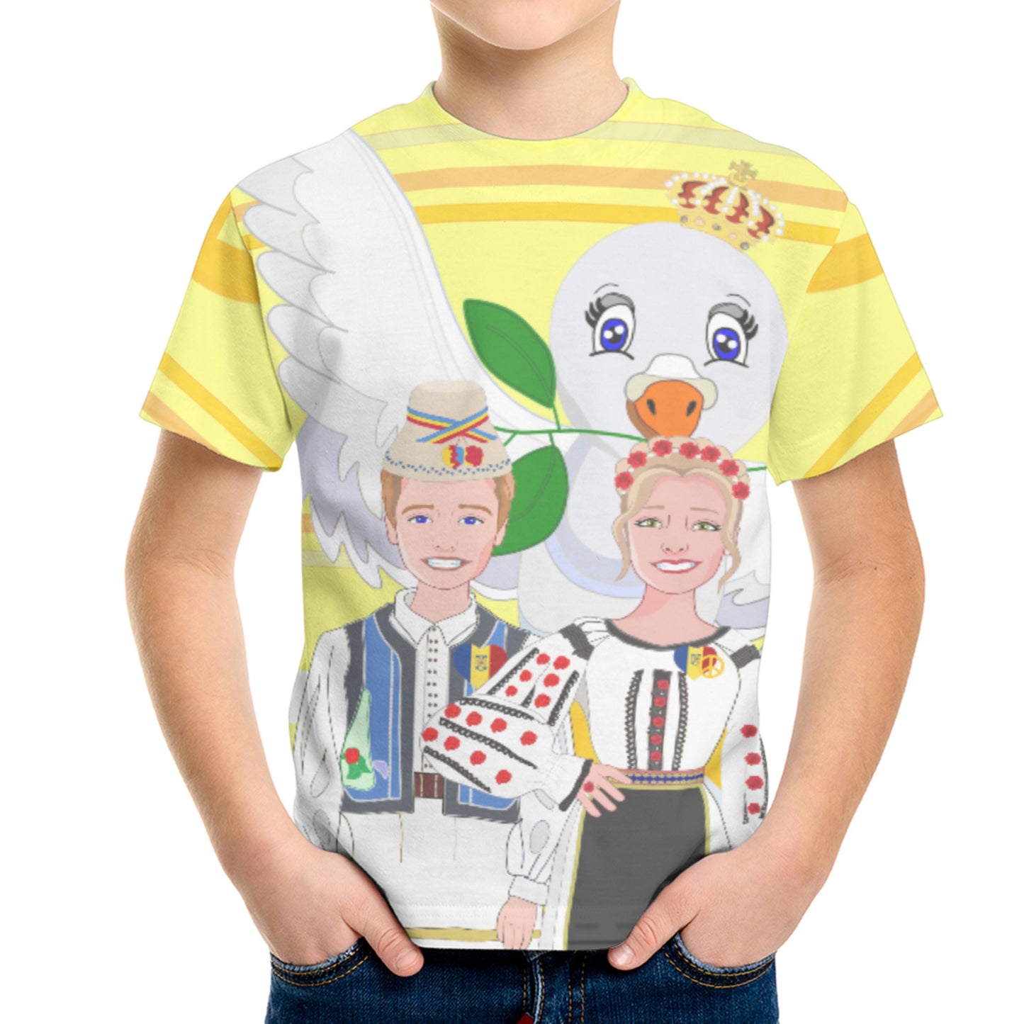 Kid´s T-shirt GLOBAL FREEDOM UNITED© Couple Romania Yellow