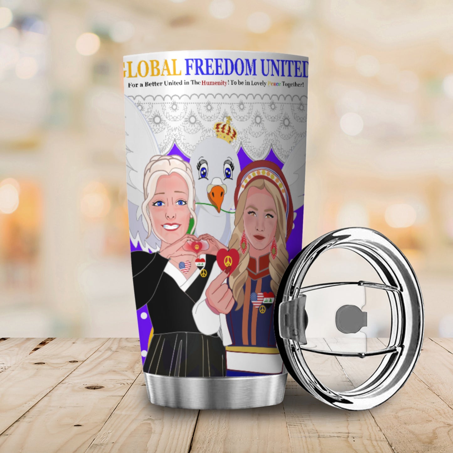 Tumbler GLOBAL FREEDOM UNITED© Women Iraq & USA Lilac1