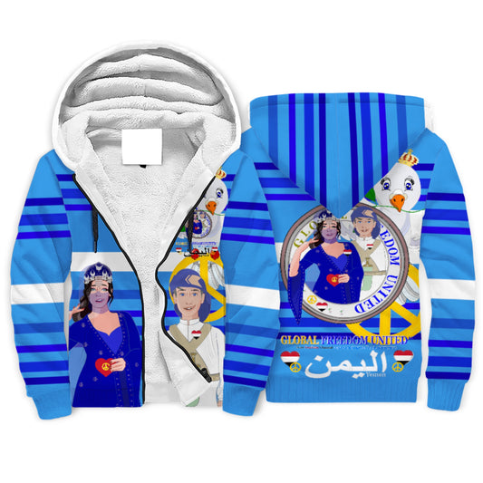 Plush Hoodie GLOBAL FREEDOM UNITED© Couple Yemen Deep Blue