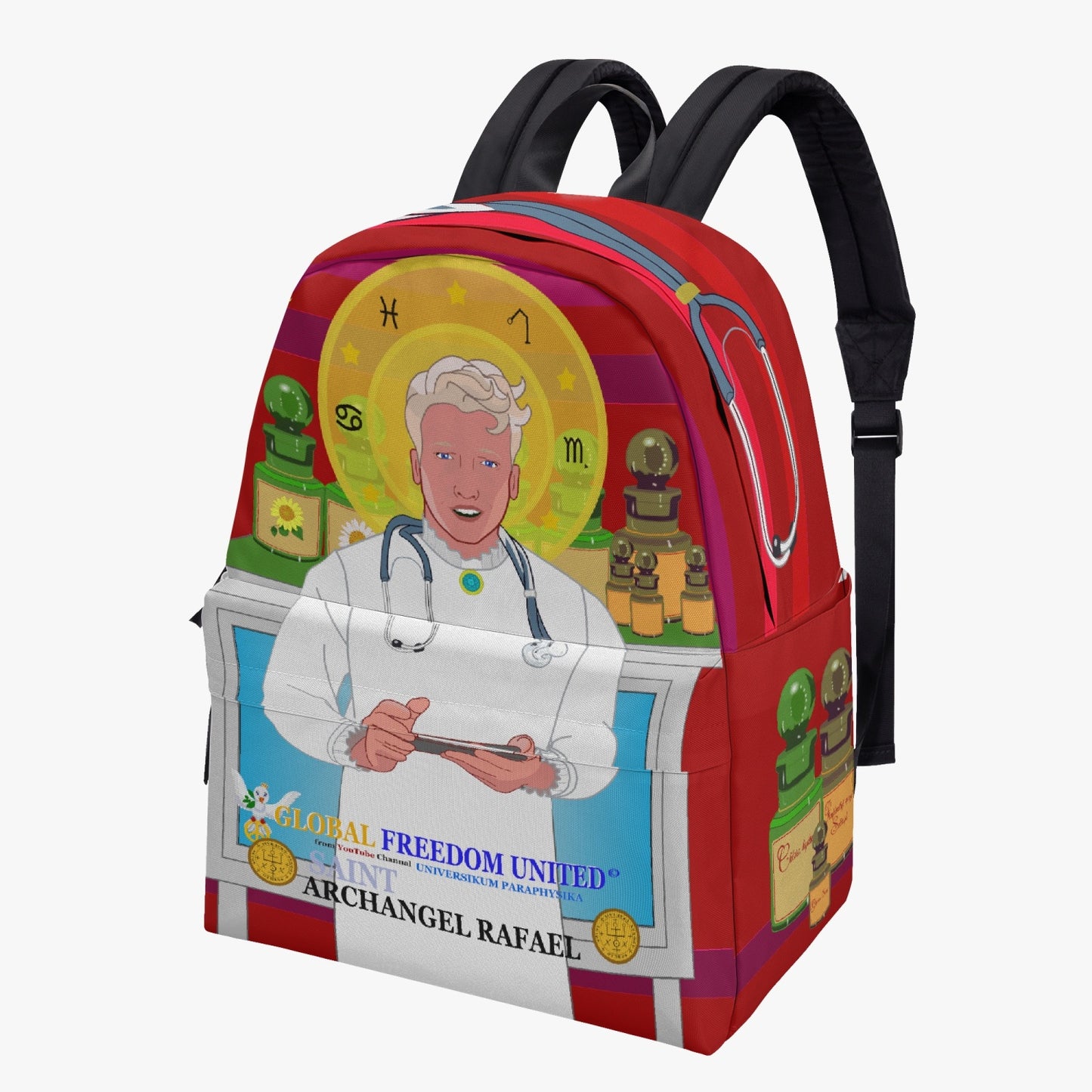 GLOBAL FREEDOM UNITED© Archangel Rafael as Doc English Red - All-over-print Canvas Backpack