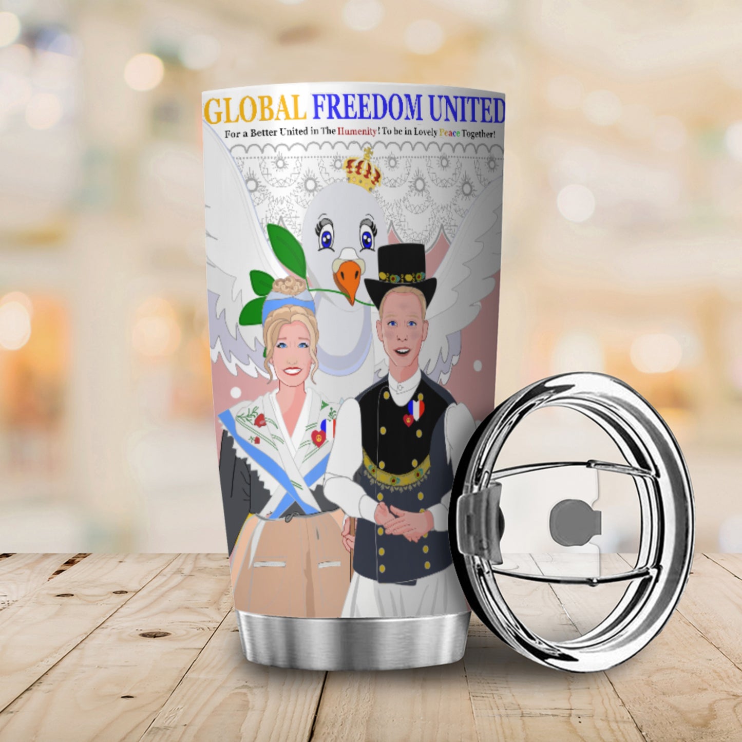 Tumbler GLOBAL FREEDOM UNITED© Couple French Pink1