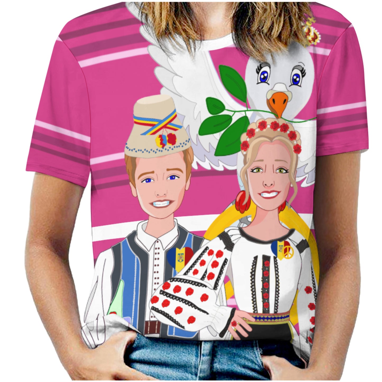 Women´s T-shirt GLOBAL FREEDOM UNITED© Couple Romania Pink2