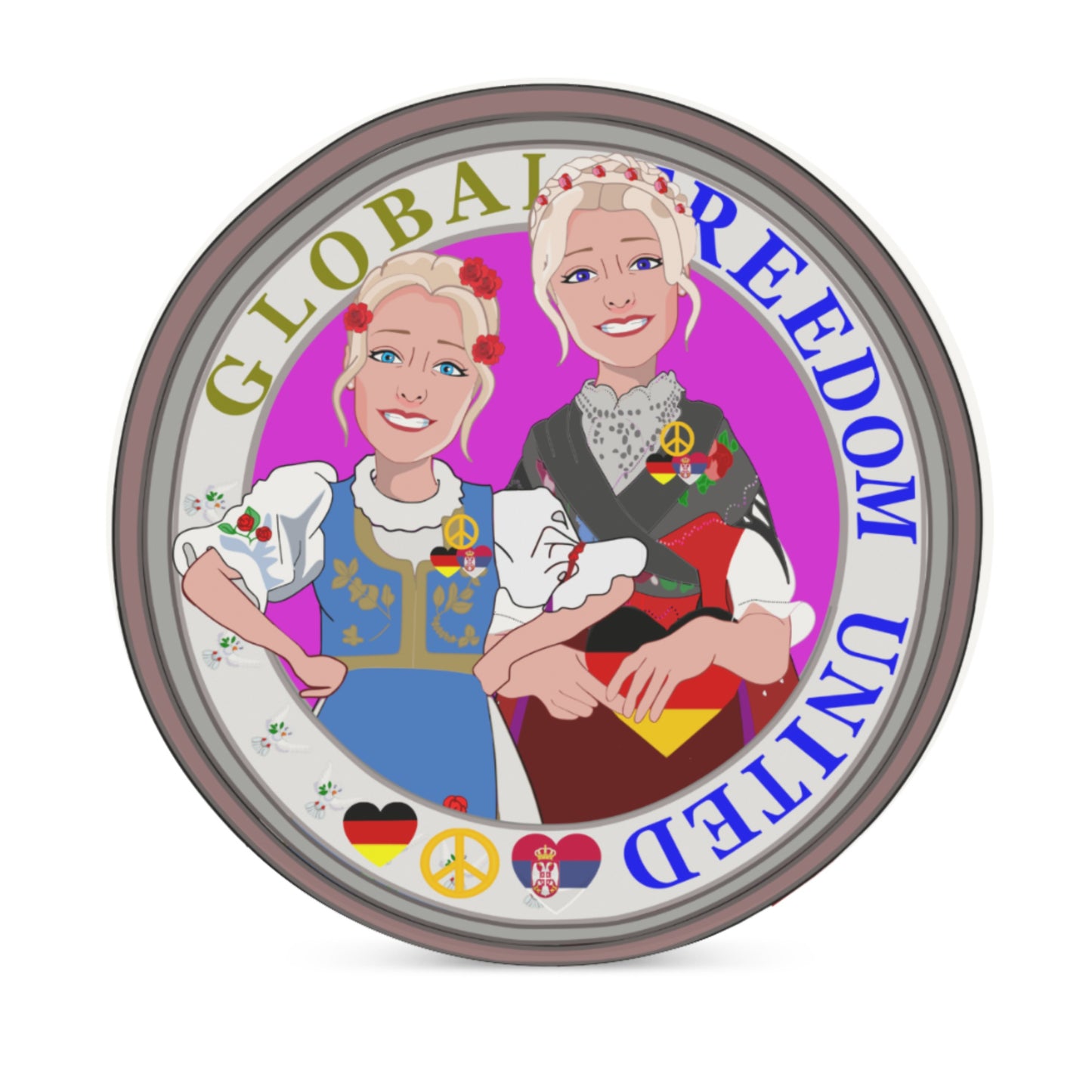 Ceramic Coasters GLOBAL FREEDOM UNITED© Women Serbia & Germany V2