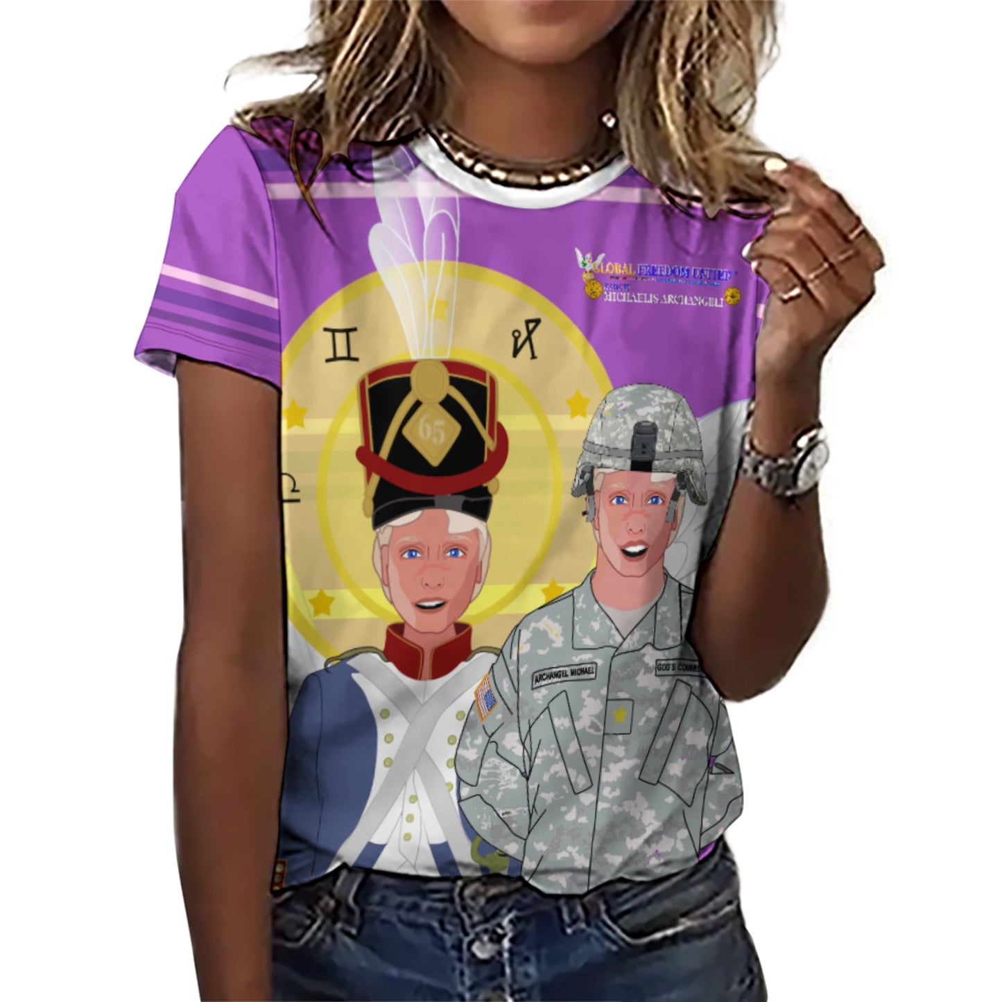 Women´s T-shirt  Global Freedom United© Archangel Michael In Latin V3 Lilac