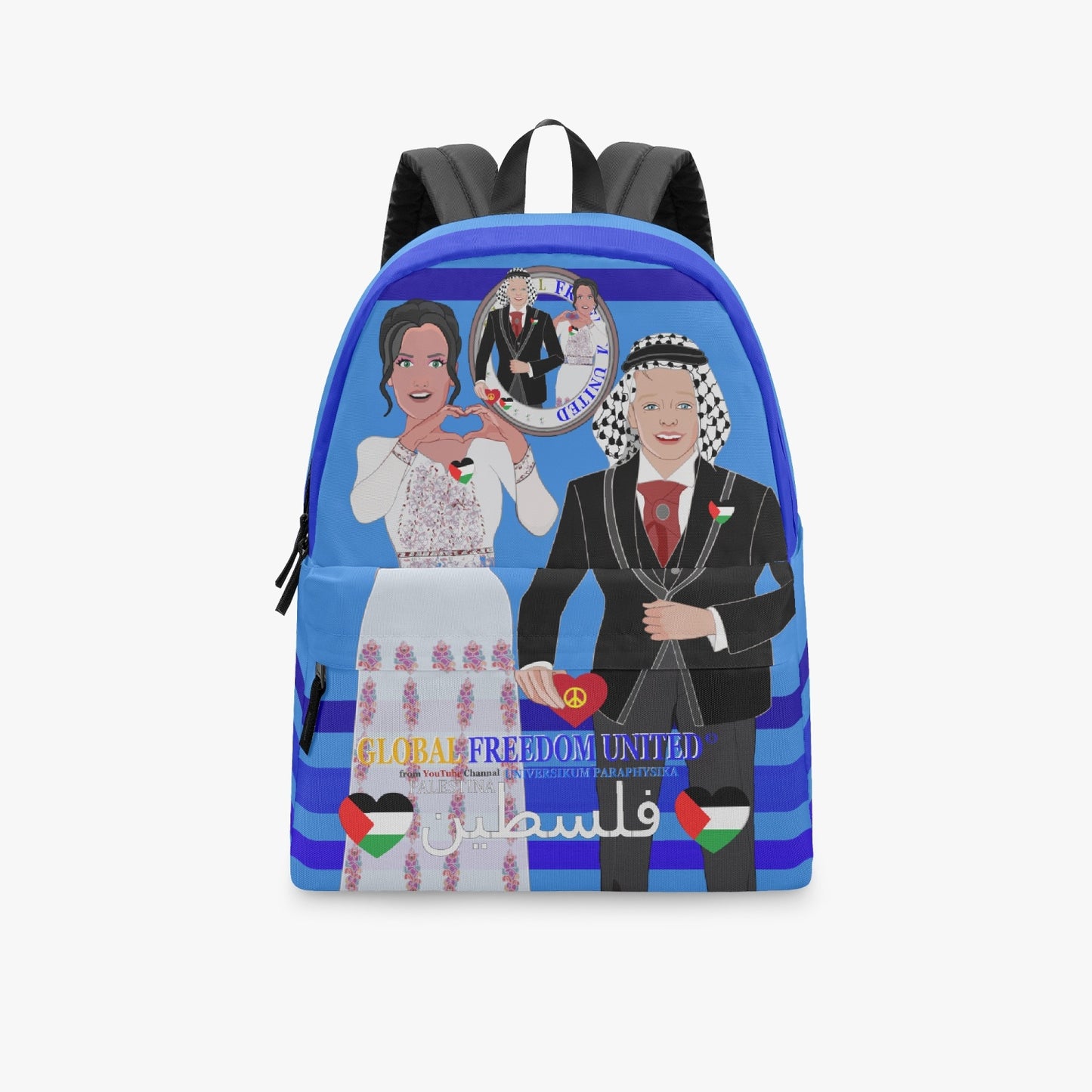 GLOBAL FREEDOM UNITED© Couple Palestina Deep Blue - All-over-print Canvas Backpack