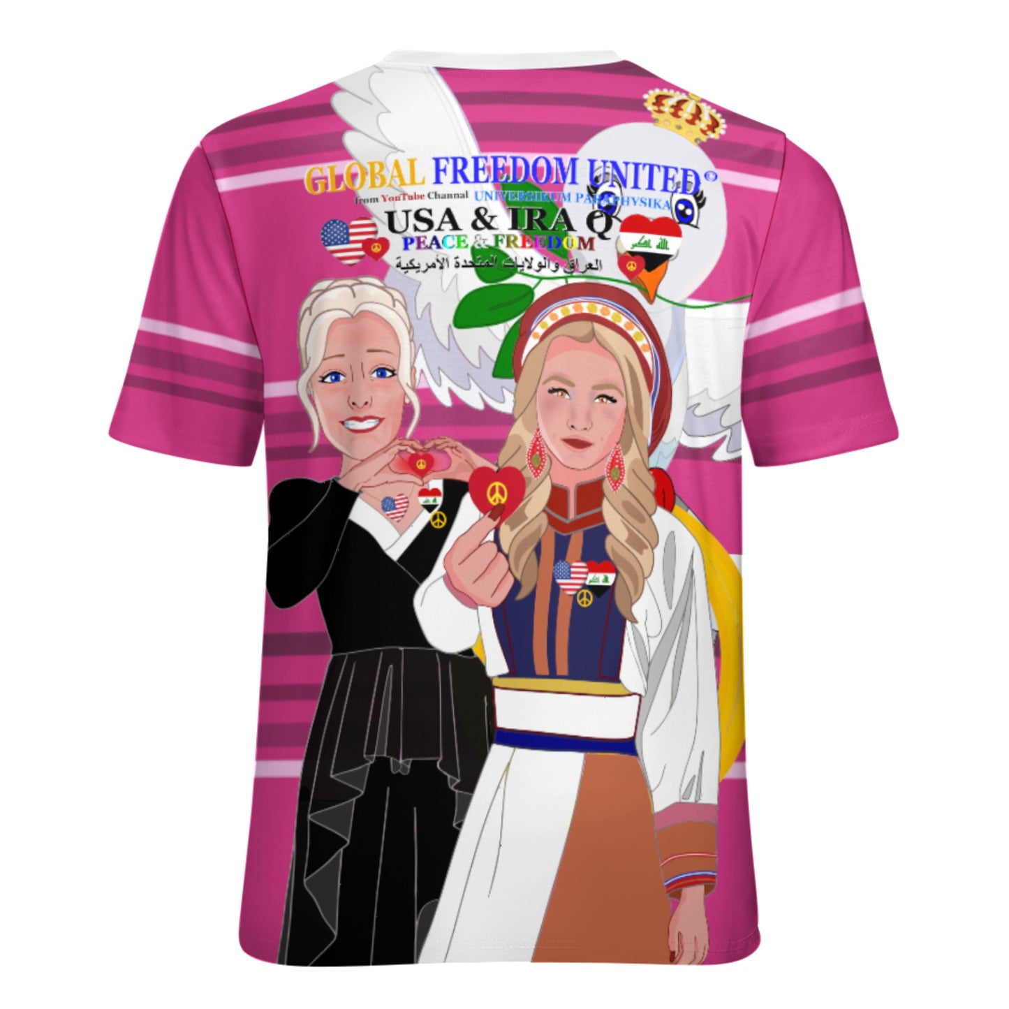 Women´s T-Shirt 3 GLOBAL FREEDOM UNITED© Women Iraq & USA Pink2