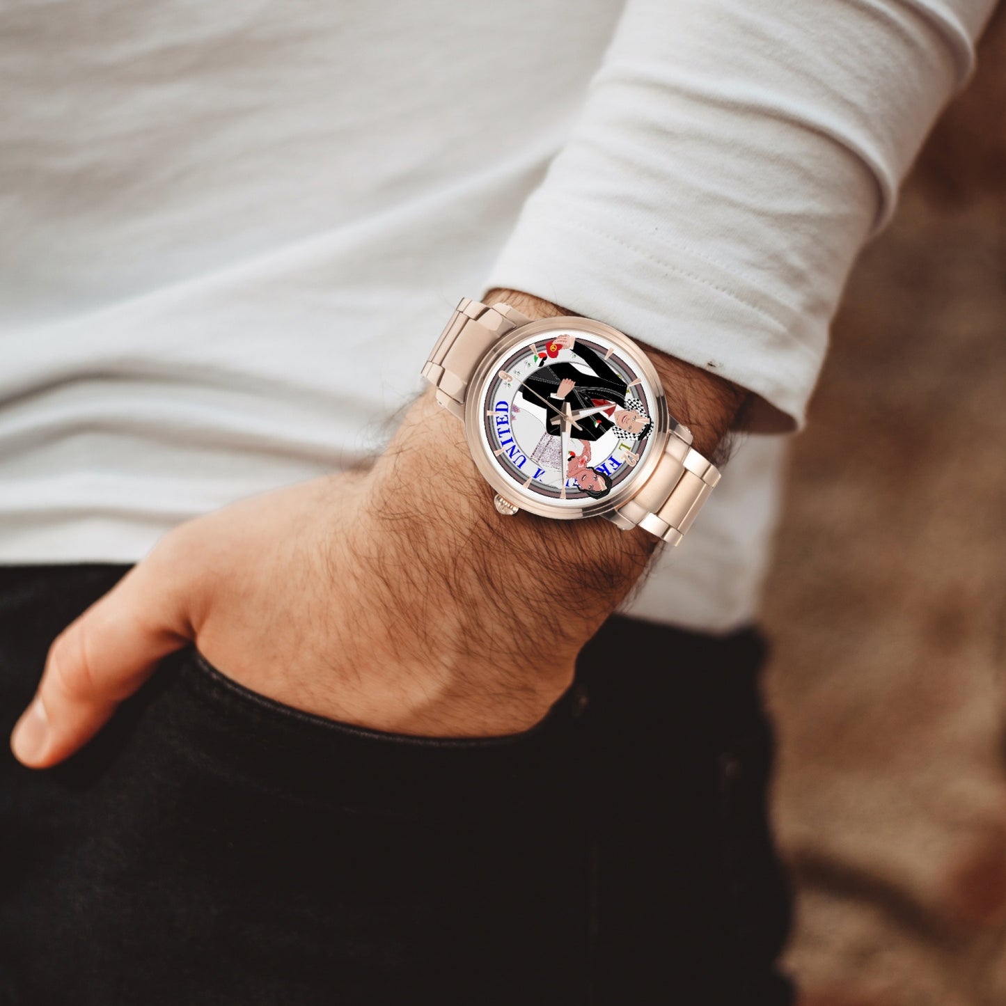 GLOBAL FREEDOM UNITED© Couple Palestina New Steel Strap Automatic Watch (With Indicators)