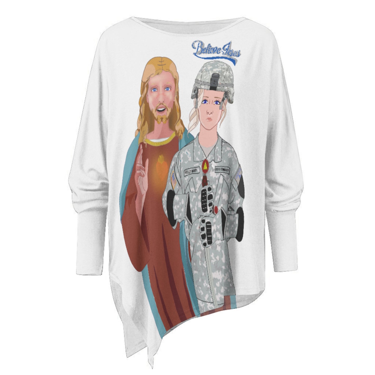 Pullover Long Sleeve T-shirt  GLOBAL FREEDOM UNITED© Jesus Christ For Fallen Veteran US American Soldiers V1