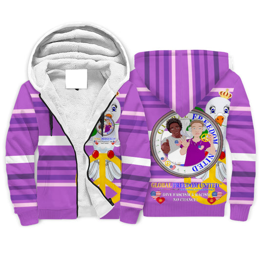 Plush Hoodie GLOBAL FREEDOM UNITED© Men Anti Racism & Fascism USA  Lilac