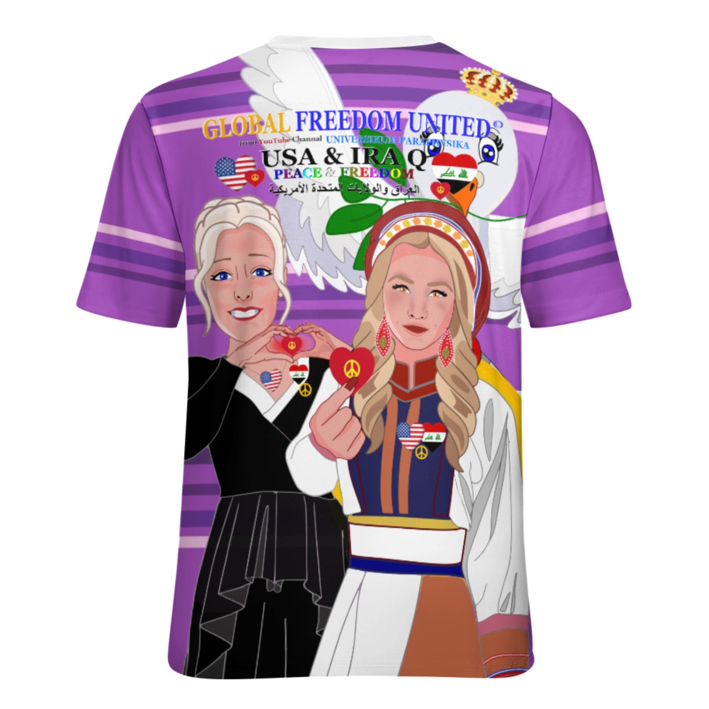 Women´s T-Shirt 3 GLOBAL FREEDOM UNITED© Women Iraq & USA Lilac