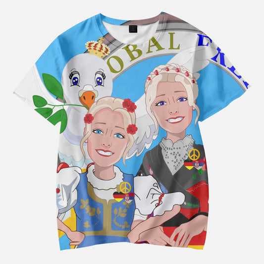 Kids' Short T-Shirts GLOBAL FREEDOM UNITED© GIRL SERBIA & GERMANY BLUE