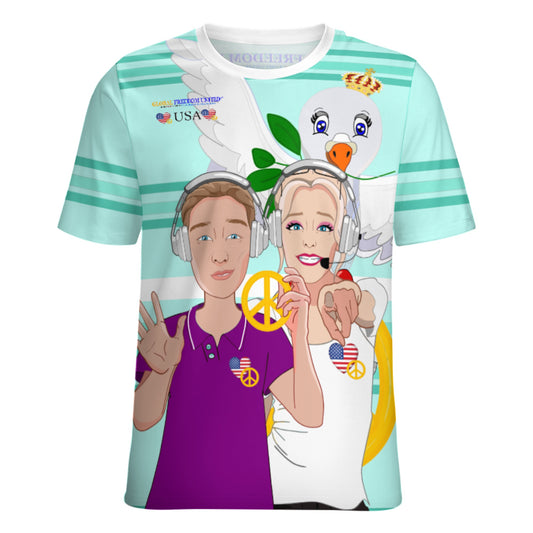 Women´s T-shirt 2 GLOBAL FREEDOM UNITED© Couple USA Wight American Light Green