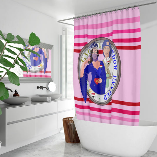 GLOBAL FREEDOM UNITED© Couple Yemen Pink1 - Quick-drying Shower Curtain
