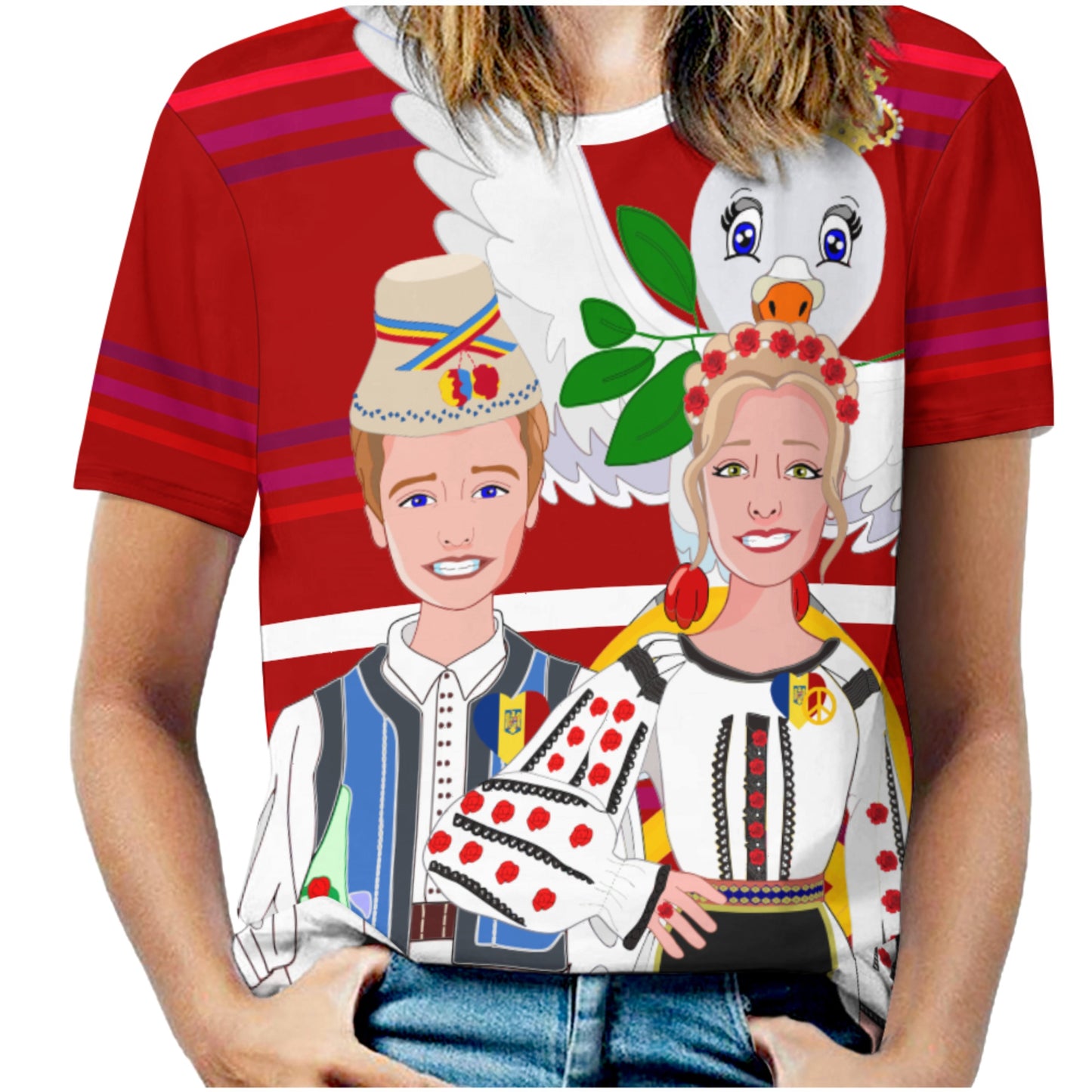 Women´s T-shirt GLOBAL FREEDOM UNITED© Couple Romania Red